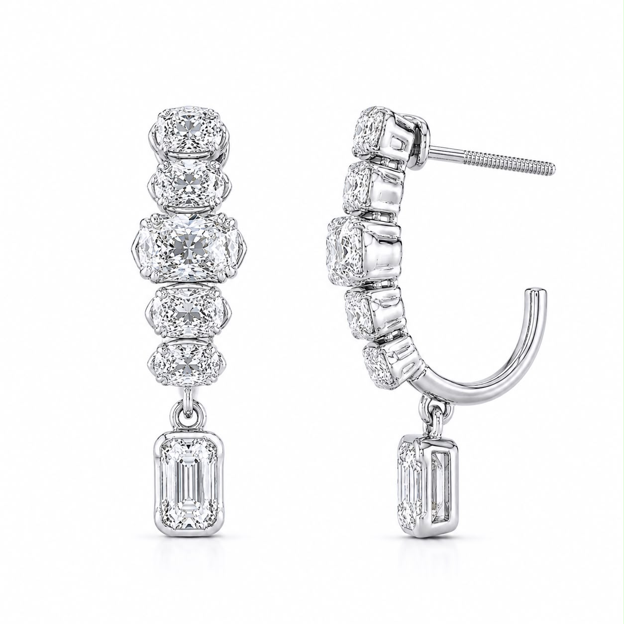 Pair of diamond stud earrings in gold settings